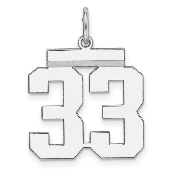 Sterling Silver Athletic Collection Medium Polished Number 33 Pendant